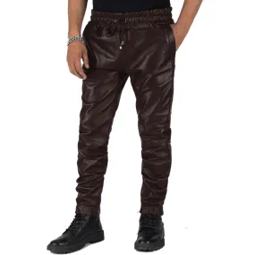 Aethor Men's Brown Leather Jogger Pants