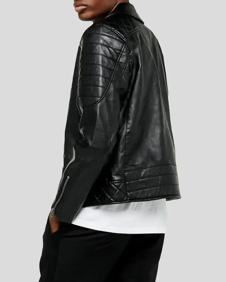 Alpha Black Biker Quilted Leather Jacket