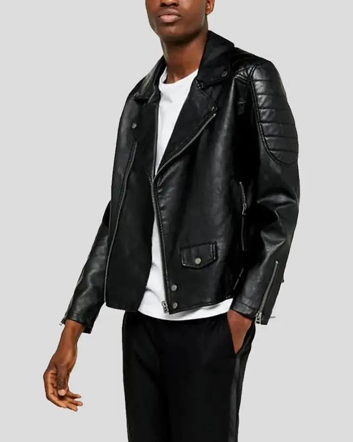 Alpha Black Biker Quilted Leather Jacket