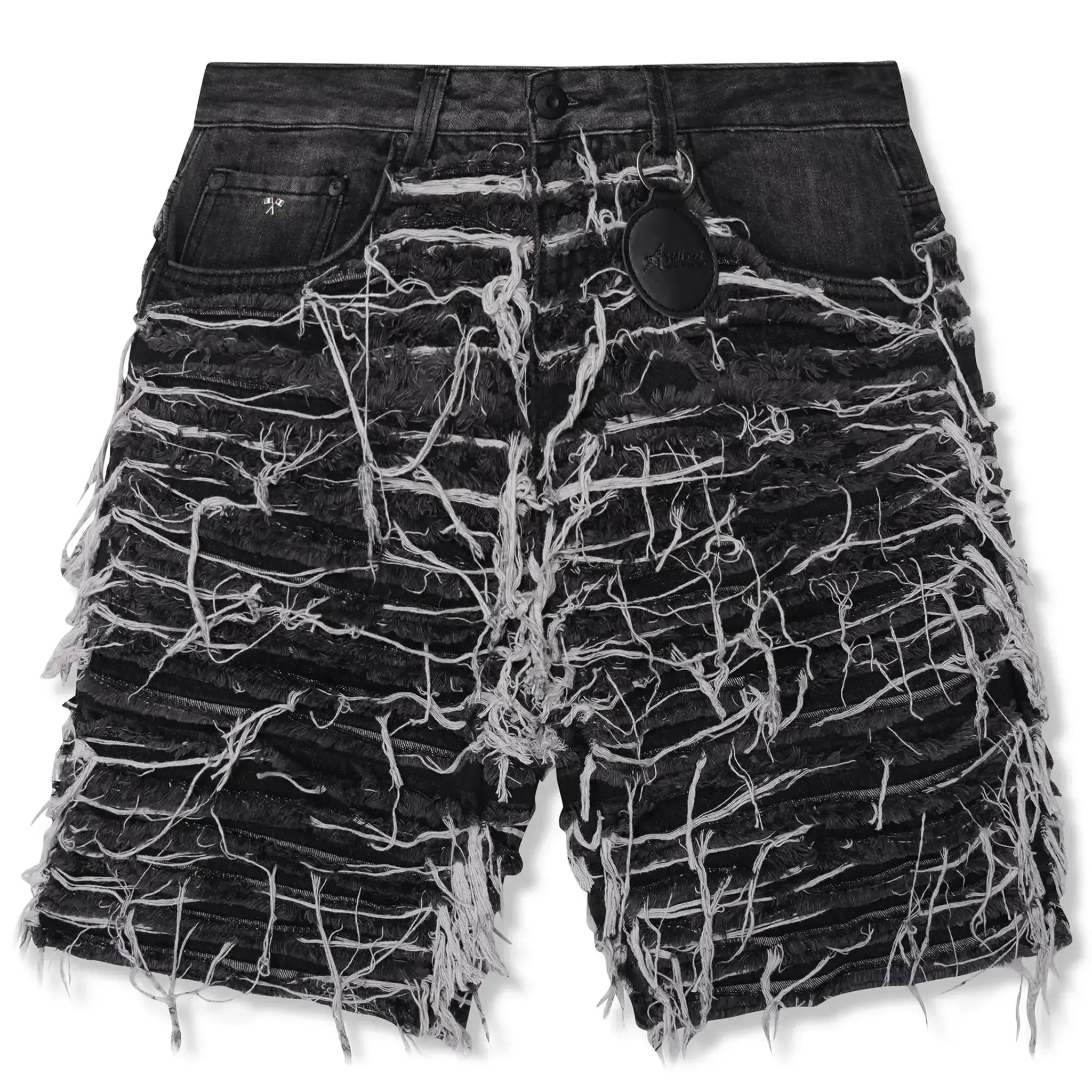 Amicci Sassari Frayed Denim Black Shorts