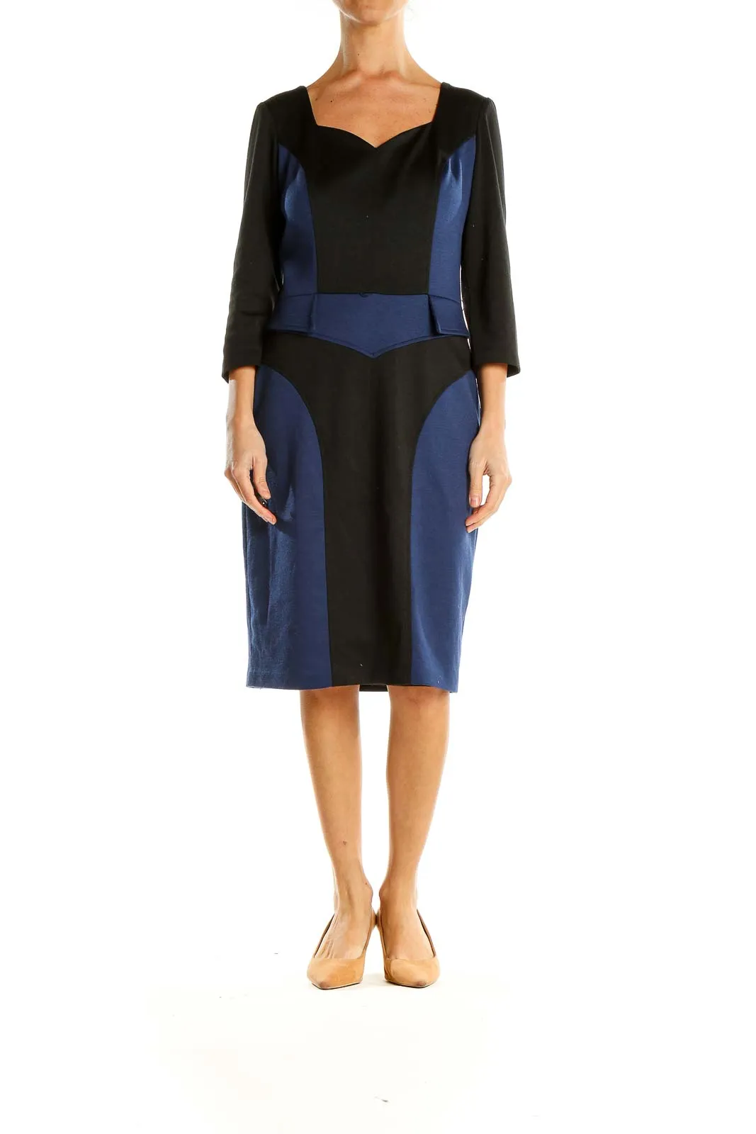 Black Blue Colorblock Shift Dress