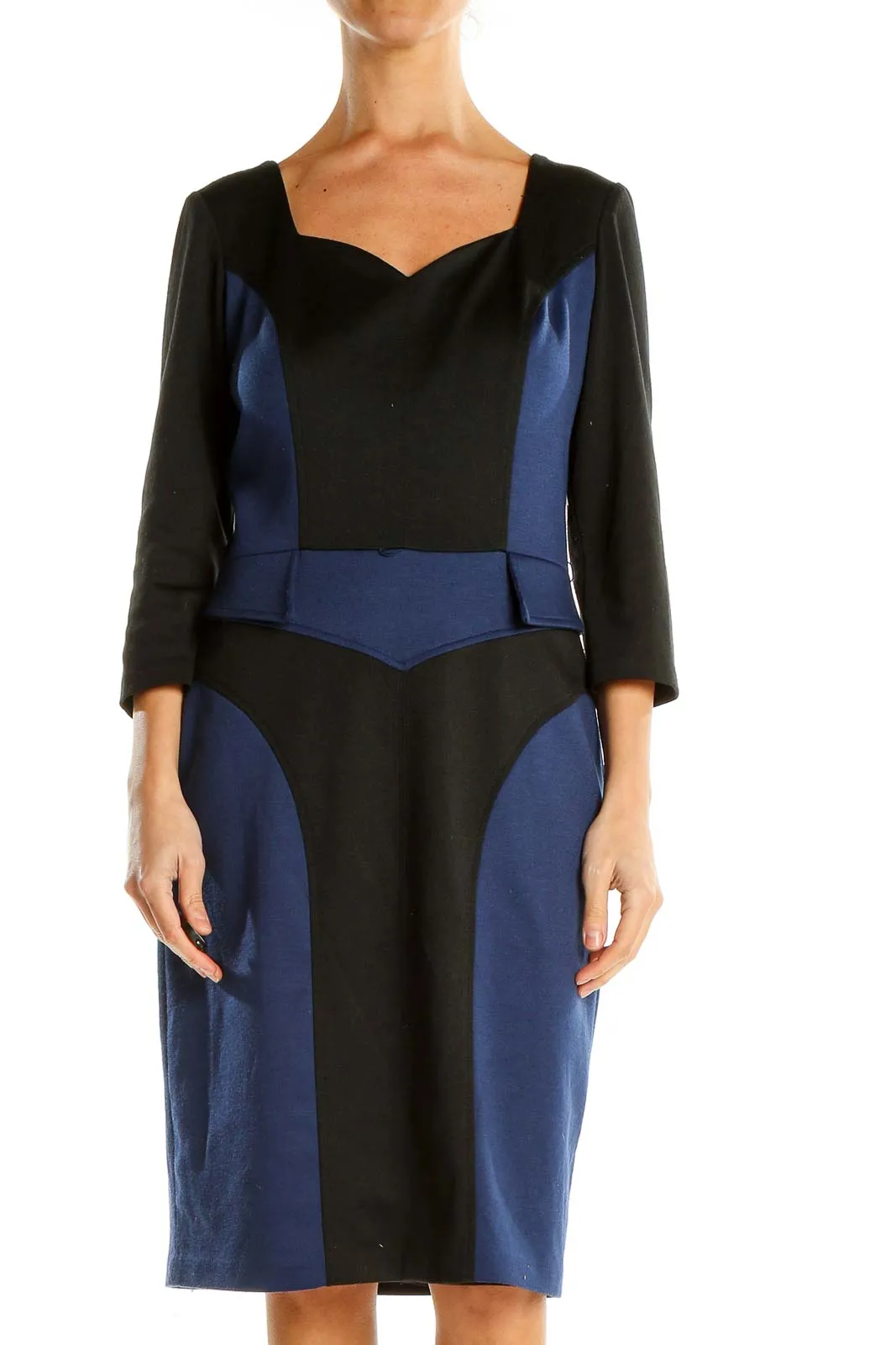 Black Blue Colorblock Shift Dress