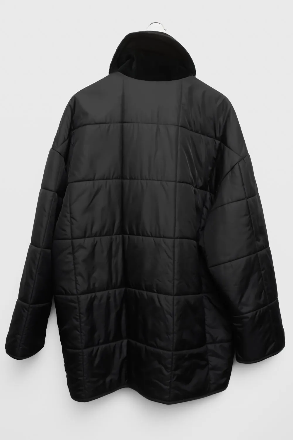 BLACK VELVET BIG COLLAR QUILTED JACKET