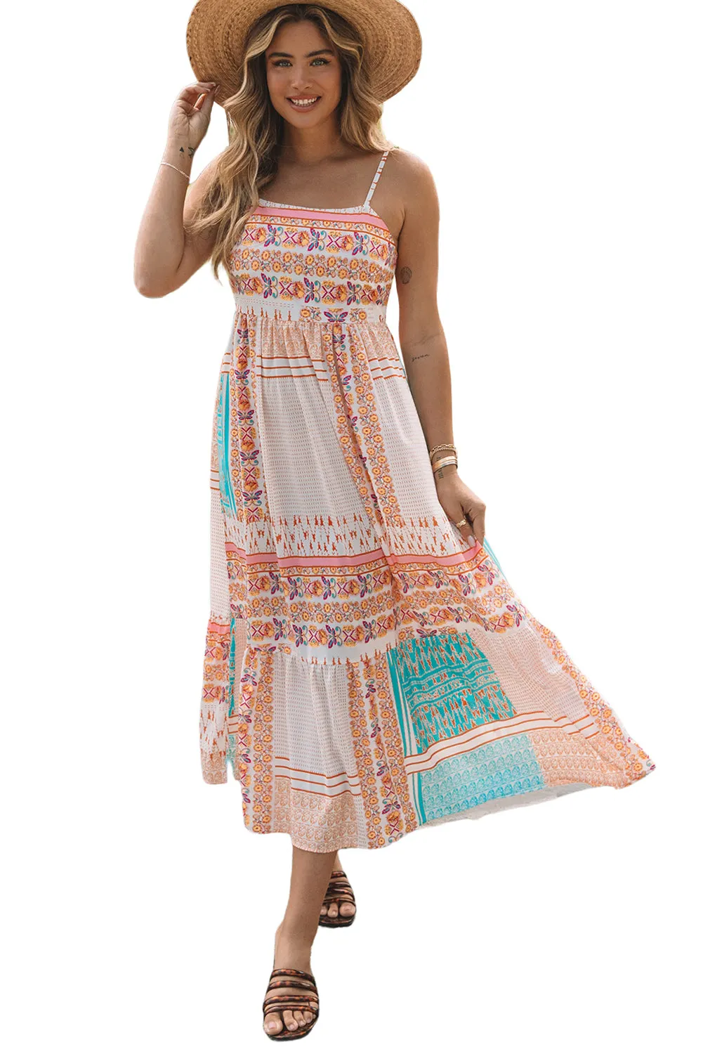 Boho Print Square Neck Sundress