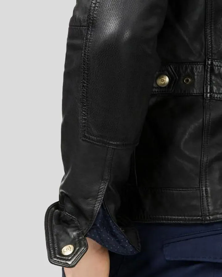 Charles Black Biker Leather Jacket