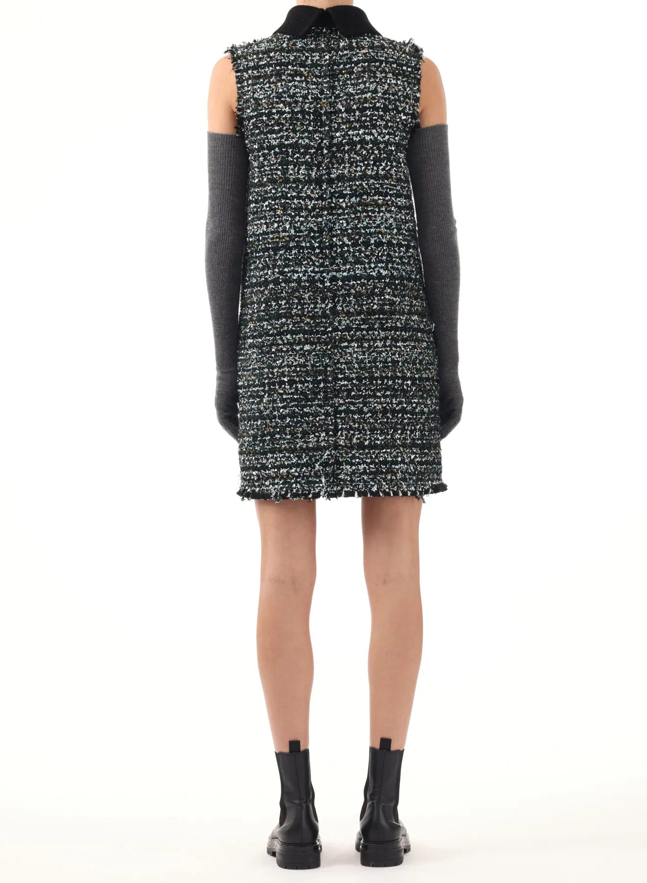 COLLARED TWEED MINI SHIFT DRESS