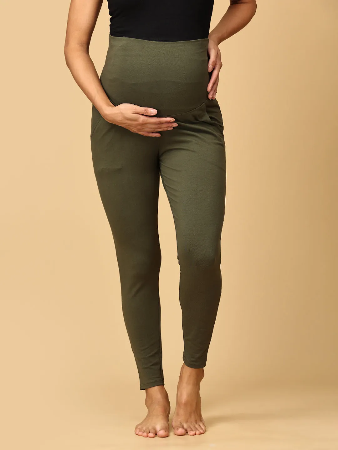 Comfy Maternity Leggings Olive