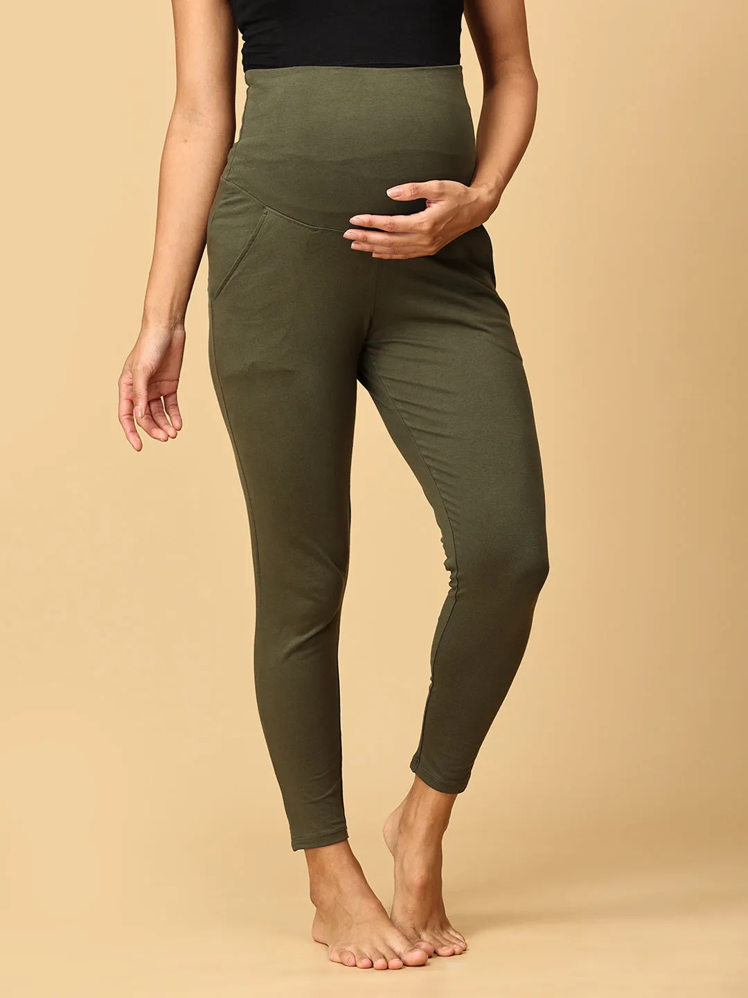 Comfy Maternity Leggings Olive