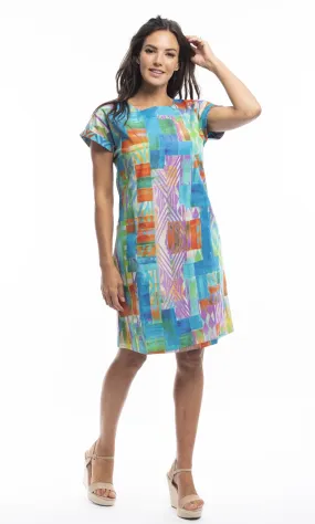 Cotton Dress Shift Sleeve Reversible Valancay