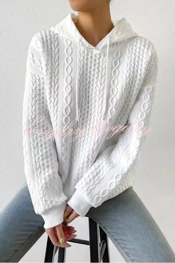 Cozy Texture Pattern Long Sleeve Hoodie