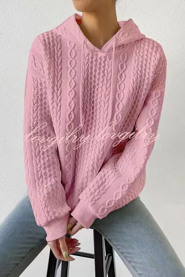 Cozy Texture Pattern Long Sleeve Hoodie