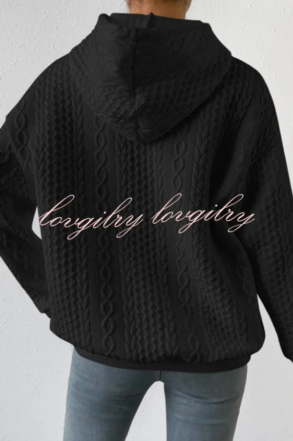 Cozy Texture Pattern Long Sleeve Hoodie