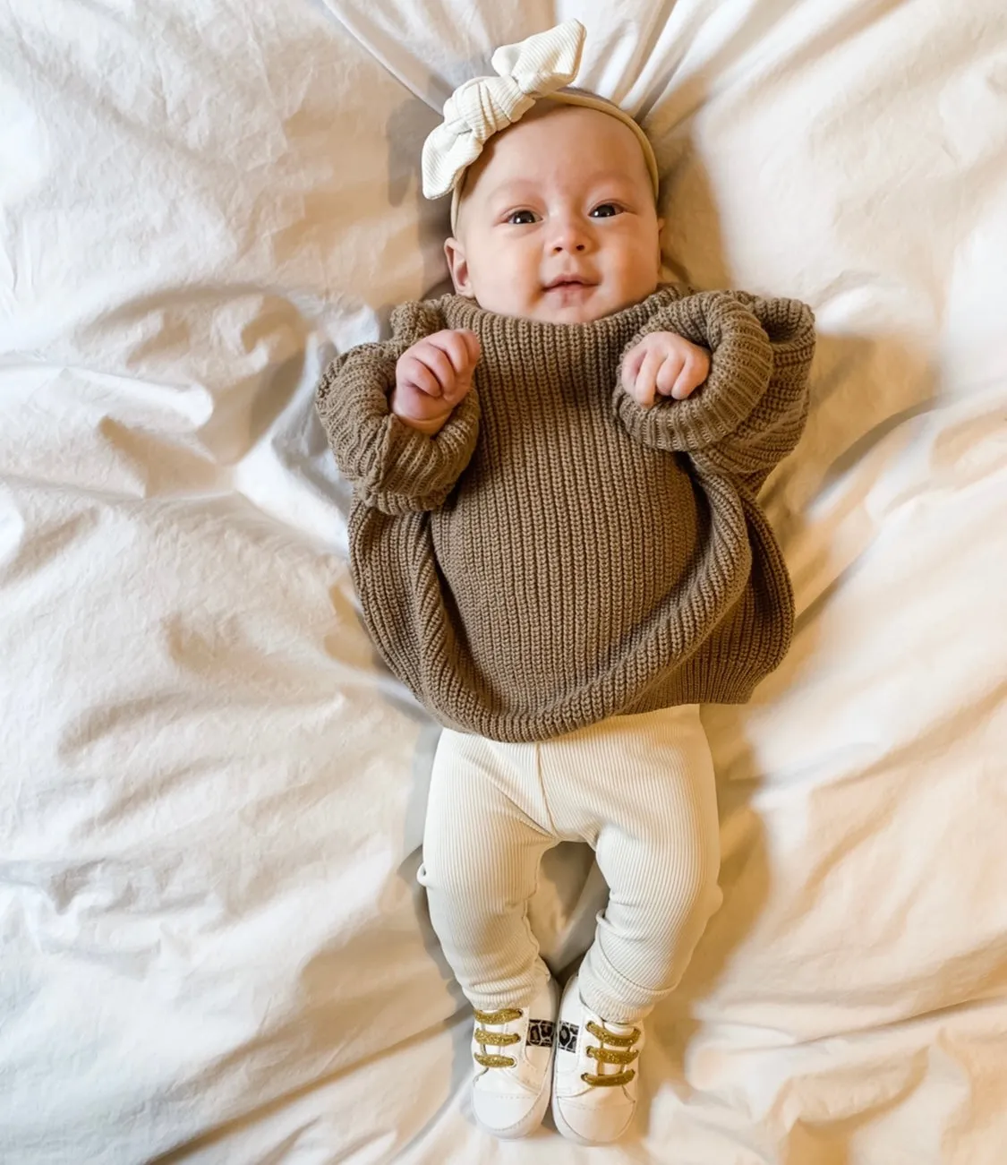 Cream Ribbed Leggings