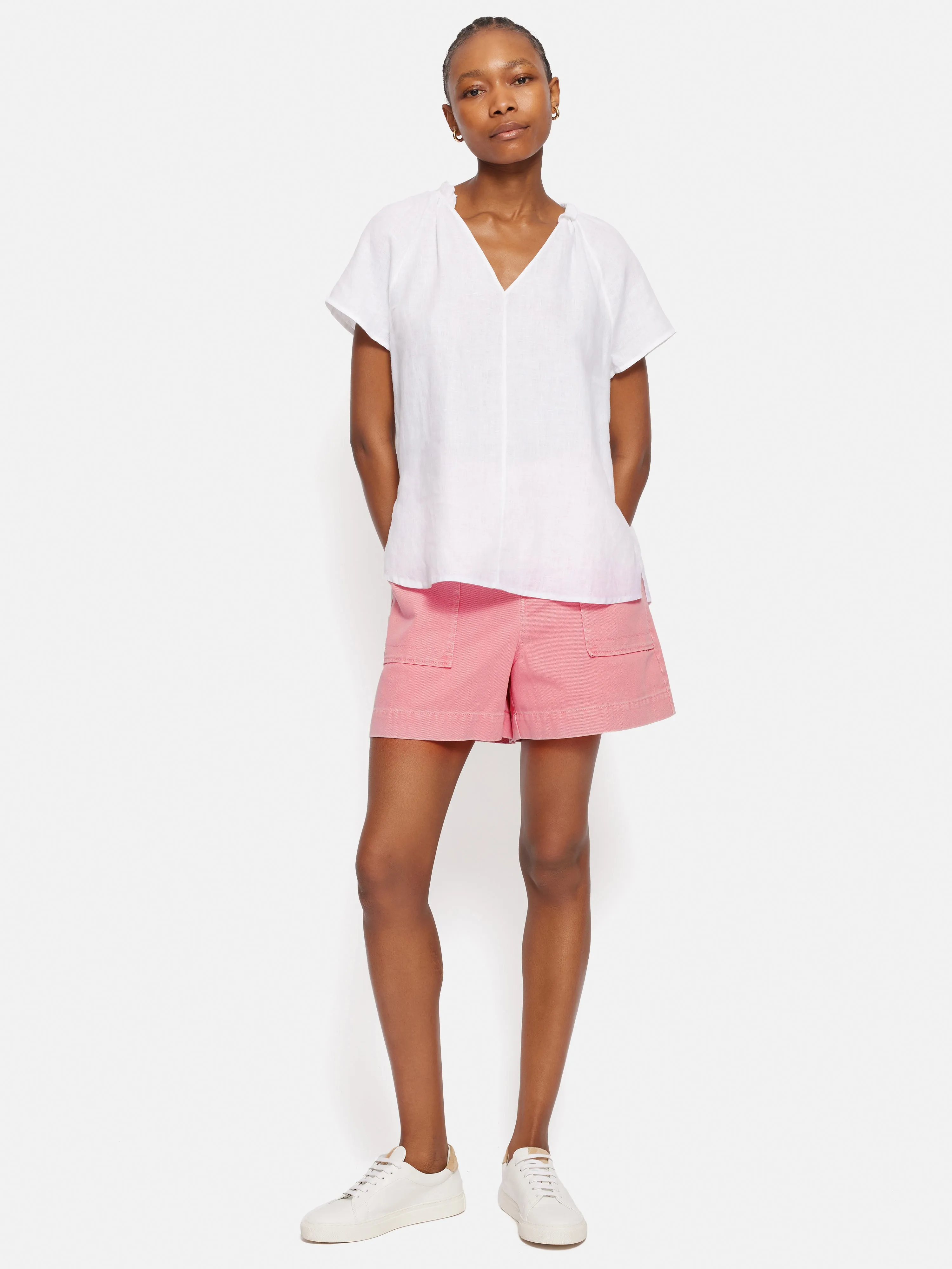 Denim Patch Pocket Shorts | Pink