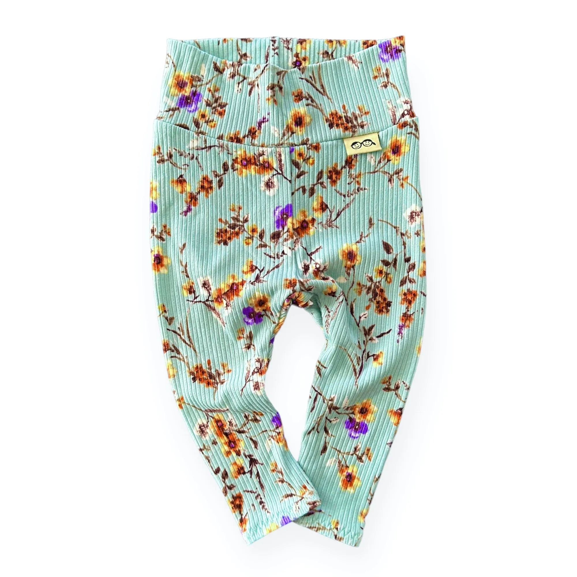 Dried Floral on Sage Ribbed Leggings