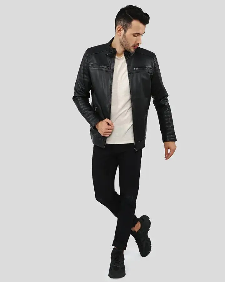 Elon Black Motorcycle Leather Jacket