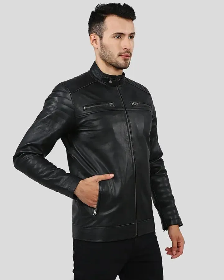 Elon Black Motorcycle Leather Jacket