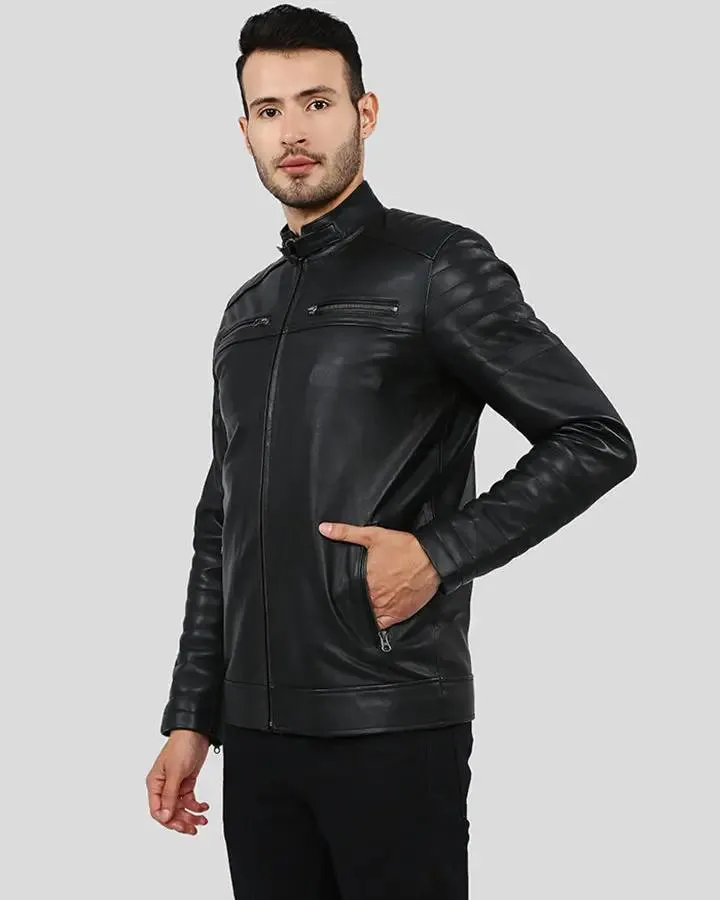 Elon Black Motorcycle Leather Jacket