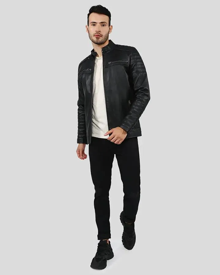 Elon Black Motorcycle Leather Jacket