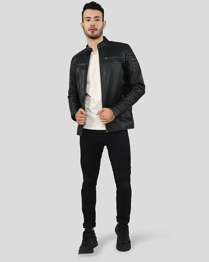 Elon Black Motorcycle Leather Jacket