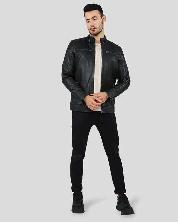 Elon Black Motorcycle Leather Jacket