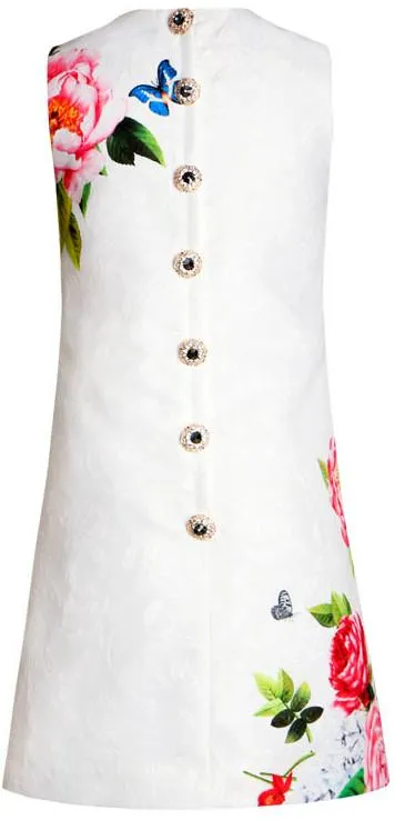 Embellished Floral Brocade Mini Shift Dress