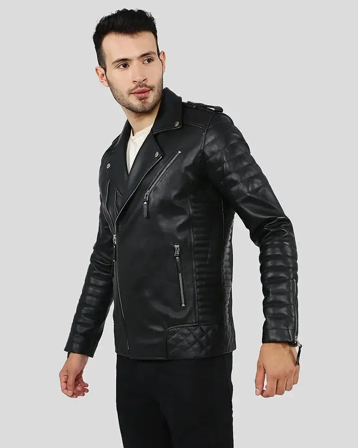 Ezra Black Quilted Lambskin Leather Jacket