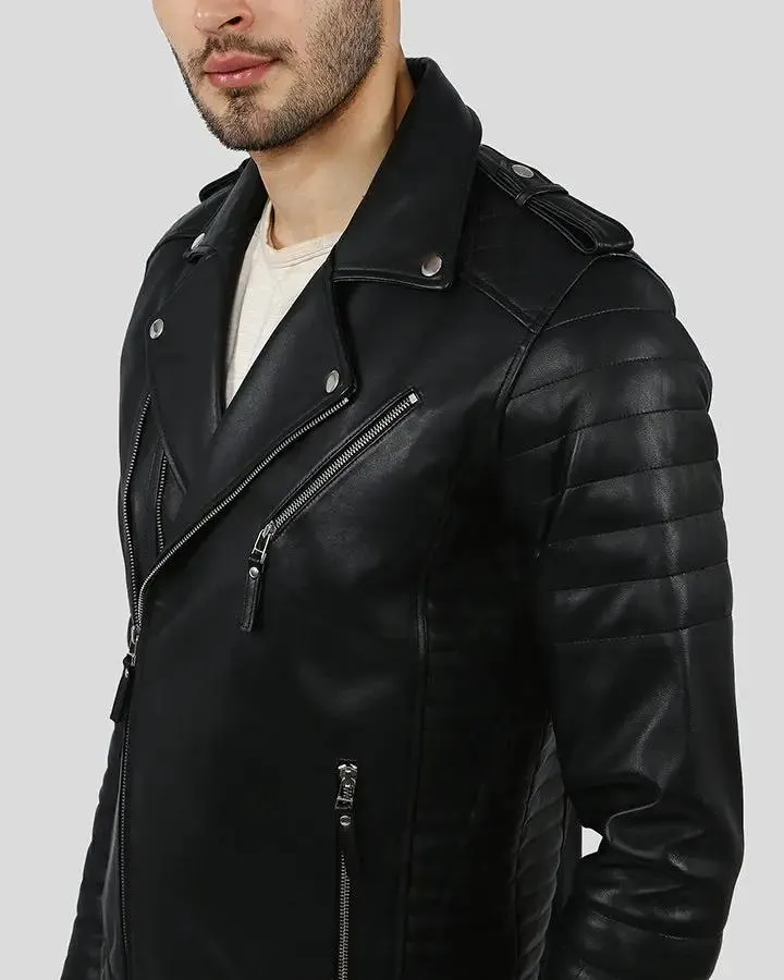 Ezra Black Quilted Lambskin Leather Jacket