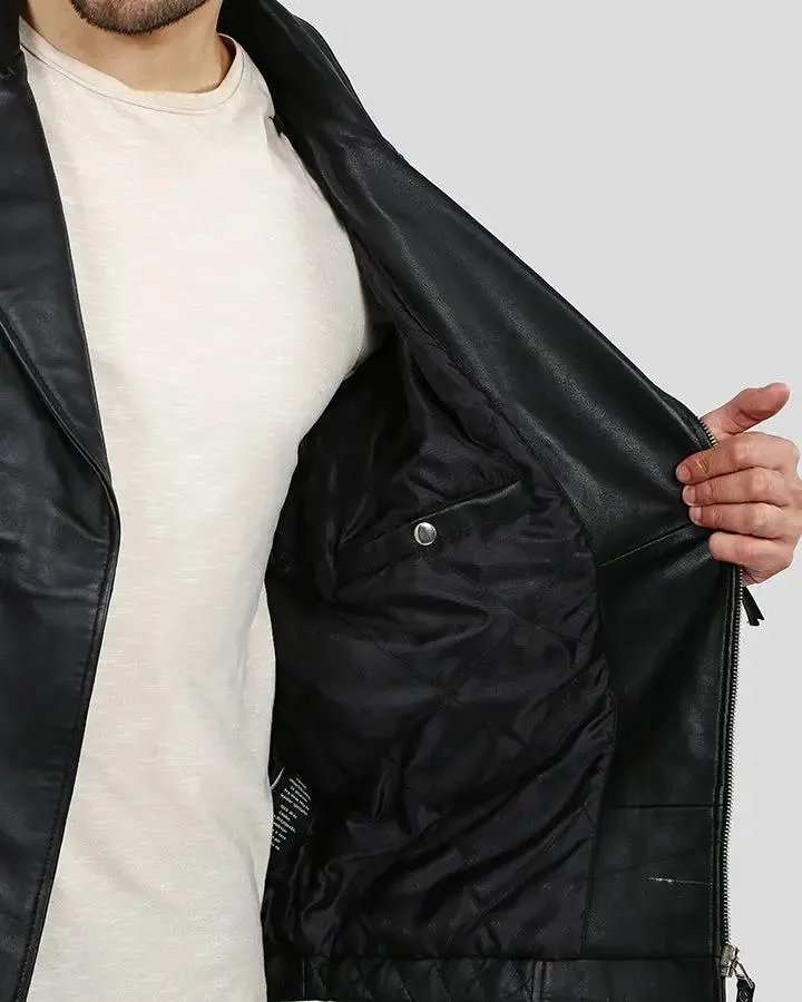 Ezra Black Quilted Lambskin Leather Jacket