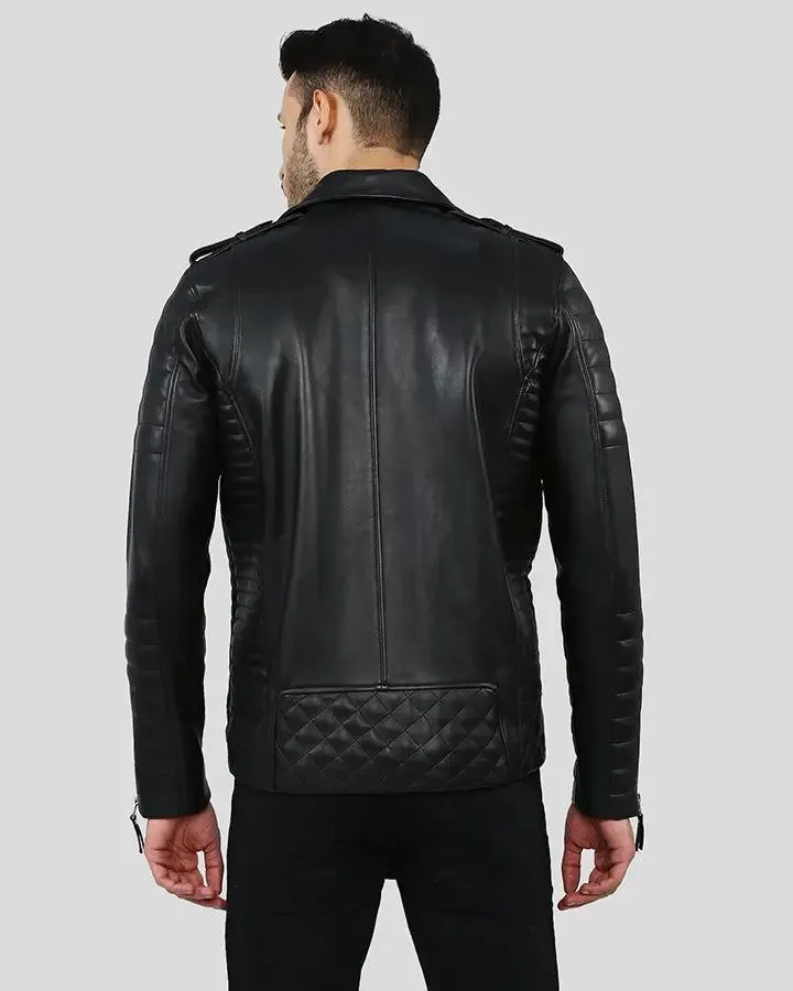 Ezra Black Quilted Lambskin Leather Jacket