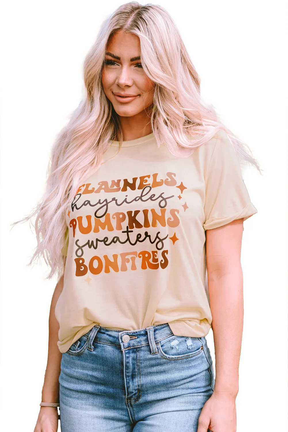 Flannels Hayrides Pumpkins Sweaters Bonfires Tee