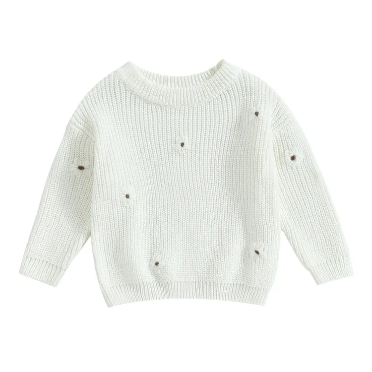 Floral Knit Pullover Baby Sweater