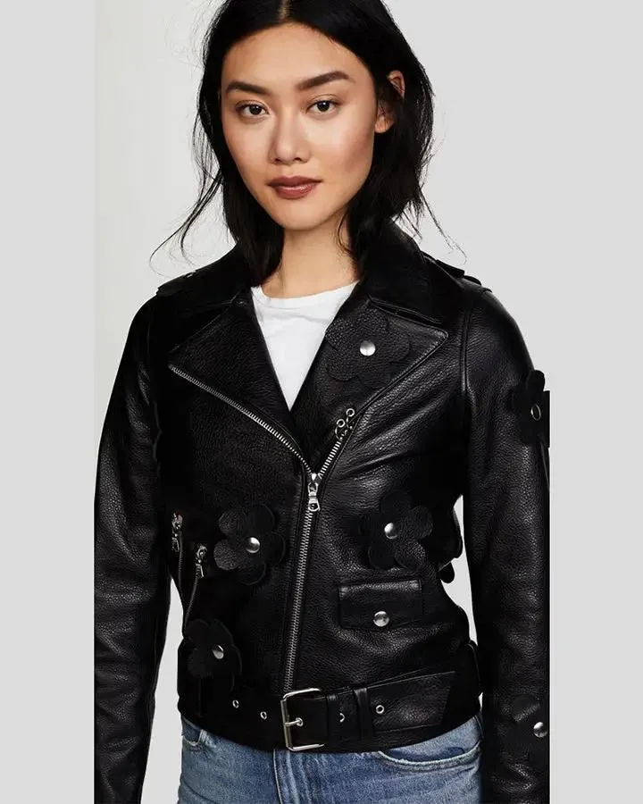 Florence Black Biker Leather Jacket