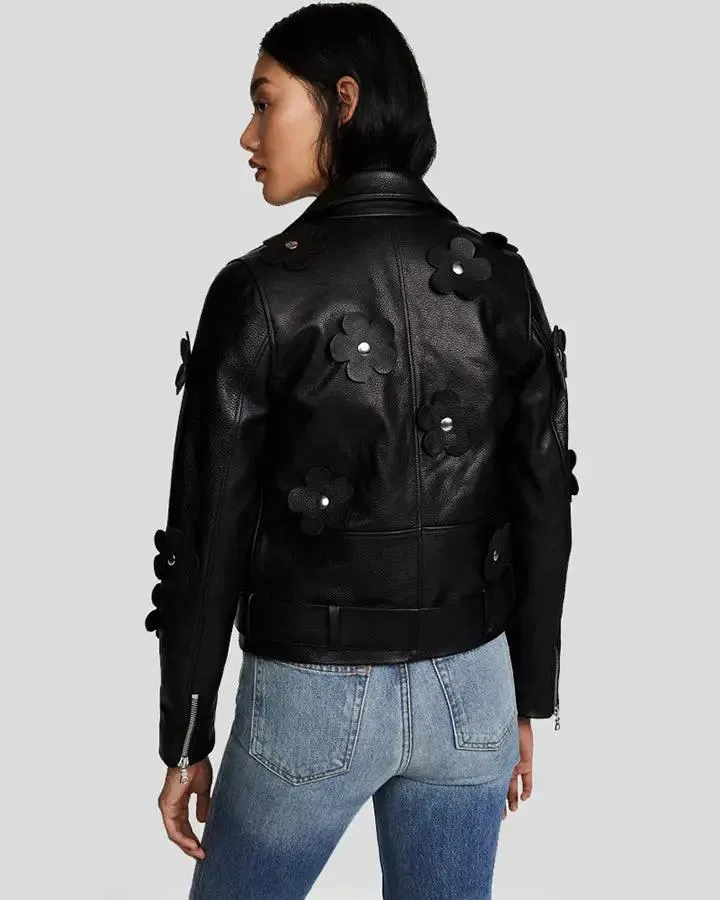 Florence Black Biker Leather Jacket