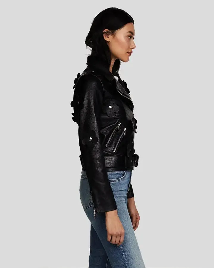 Florence Black Biker Leather Jacket