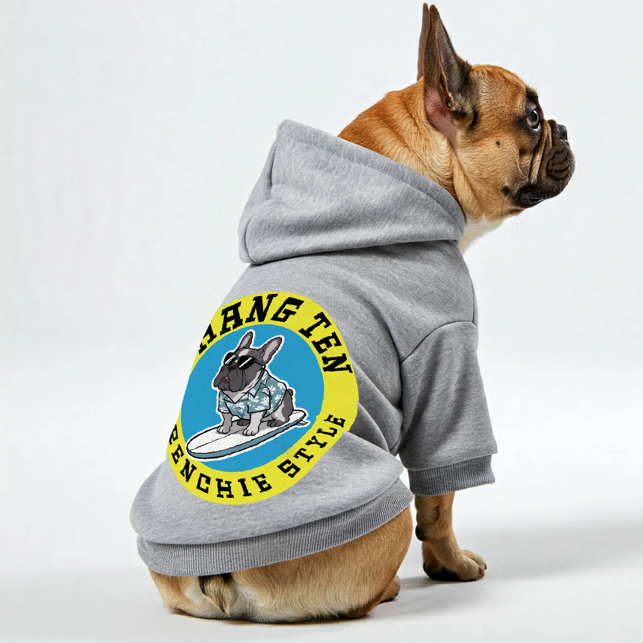 Hang Ten, Frenchie Style - Personalized French Bulldog Hoodies with Funny Quotes – Stylish, Cozy, and Premium 100% Cotton