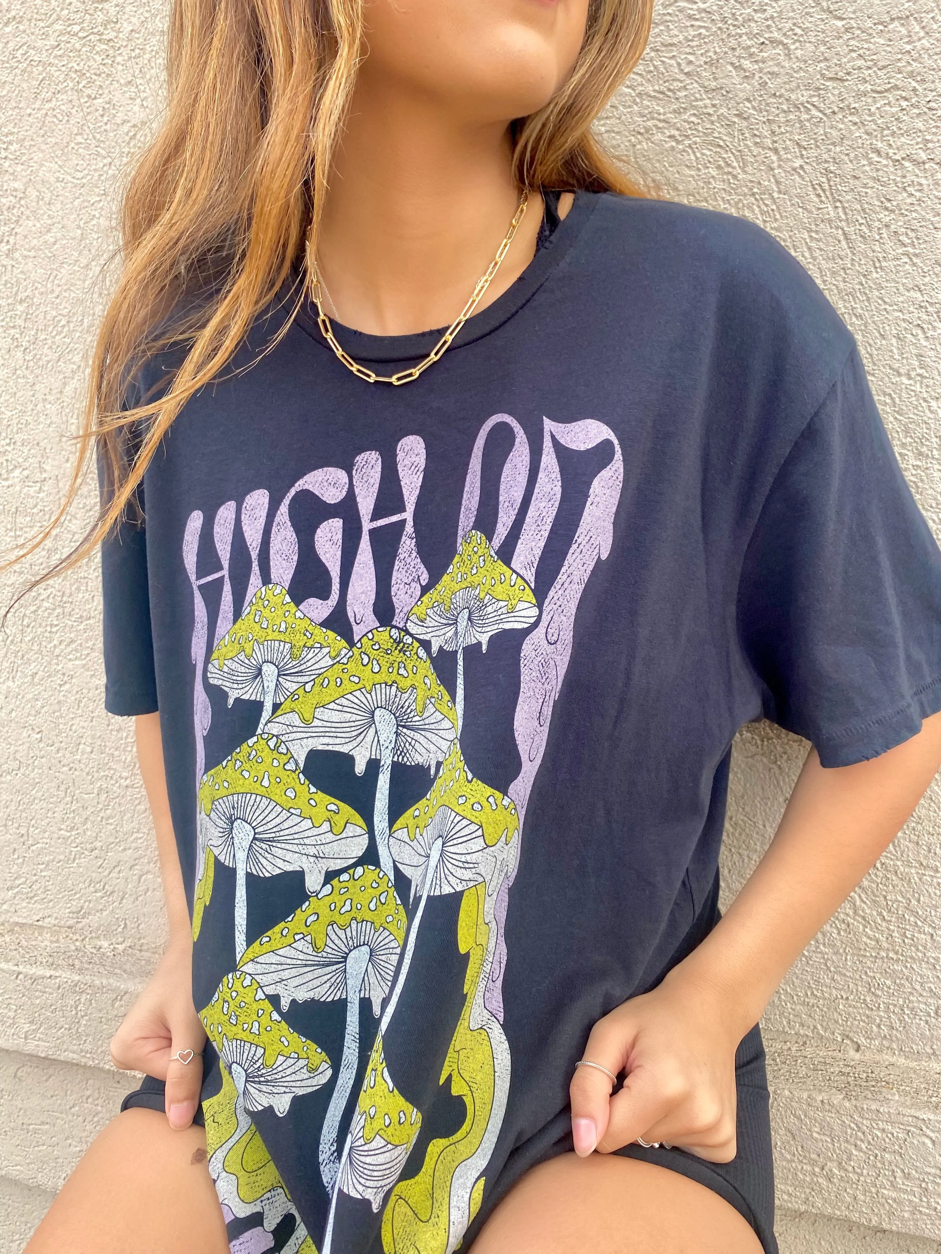 High On Your Vibe Distressed Tee