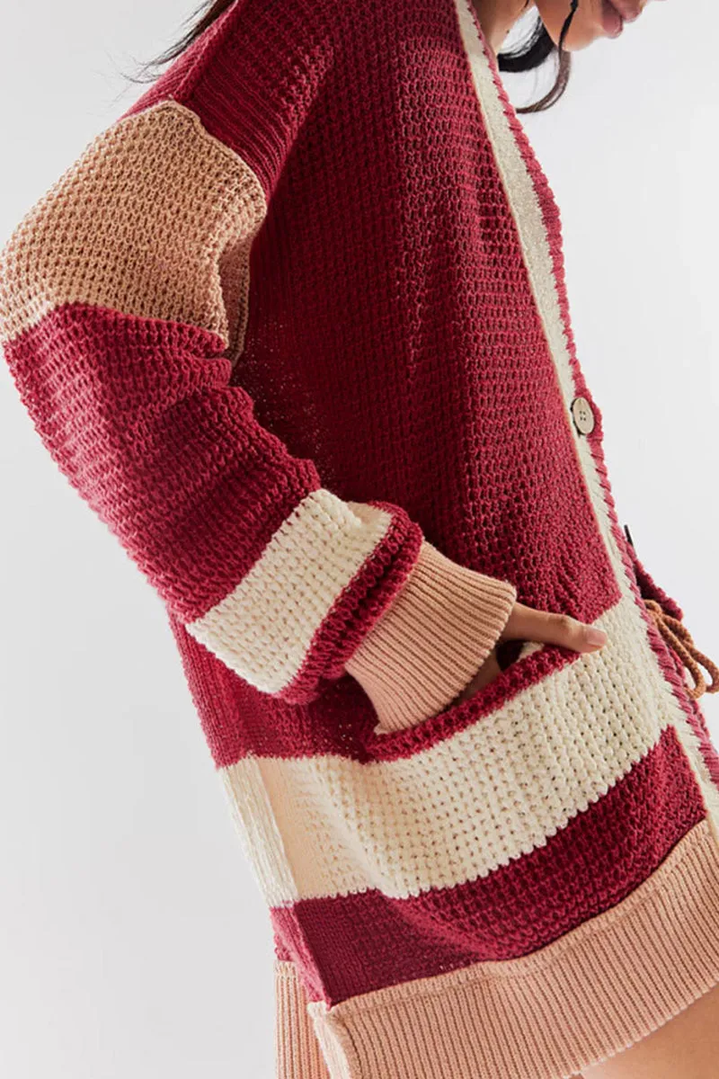 HWR1129 Cozy Striped Cardigan