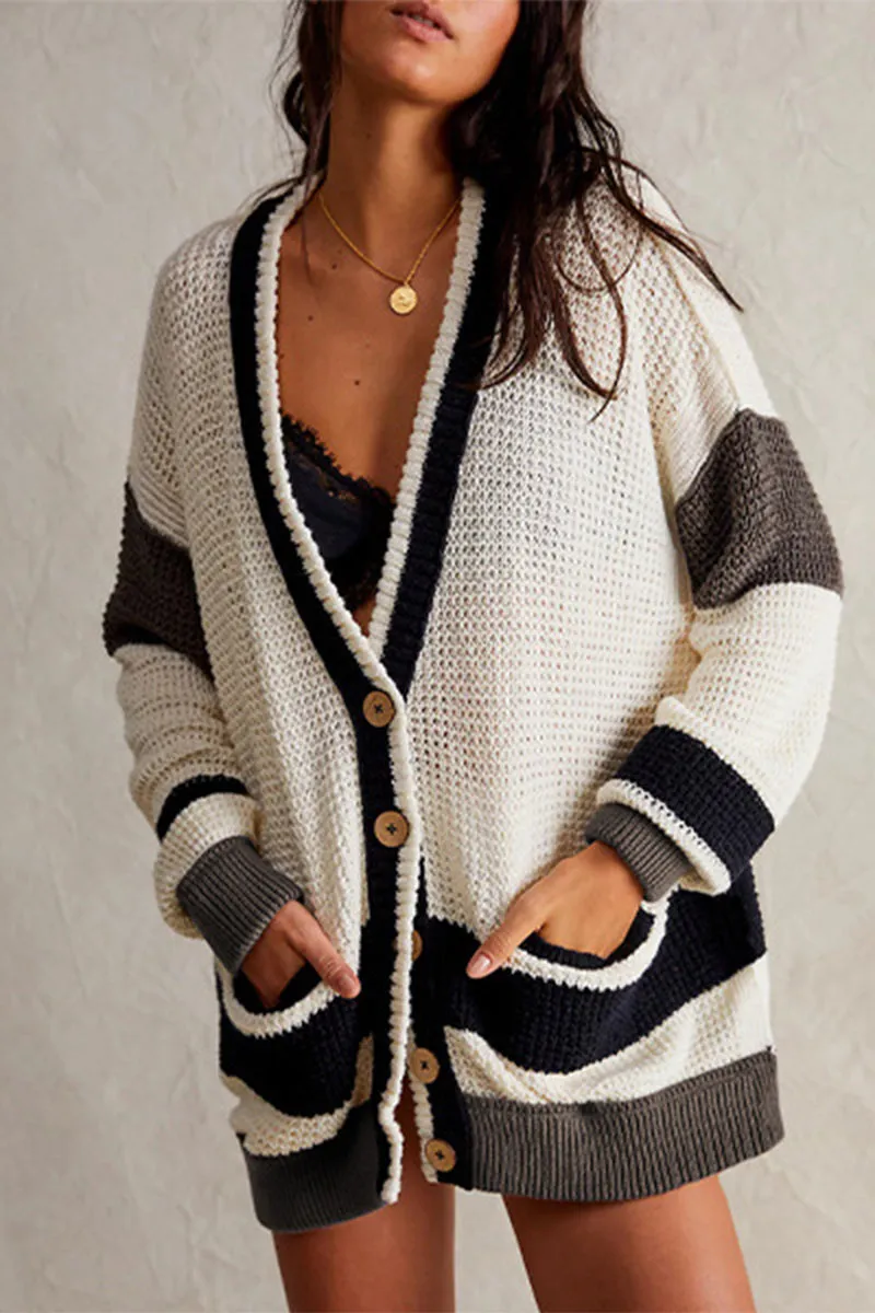 HWR1129 Cozy Striped Cardigan