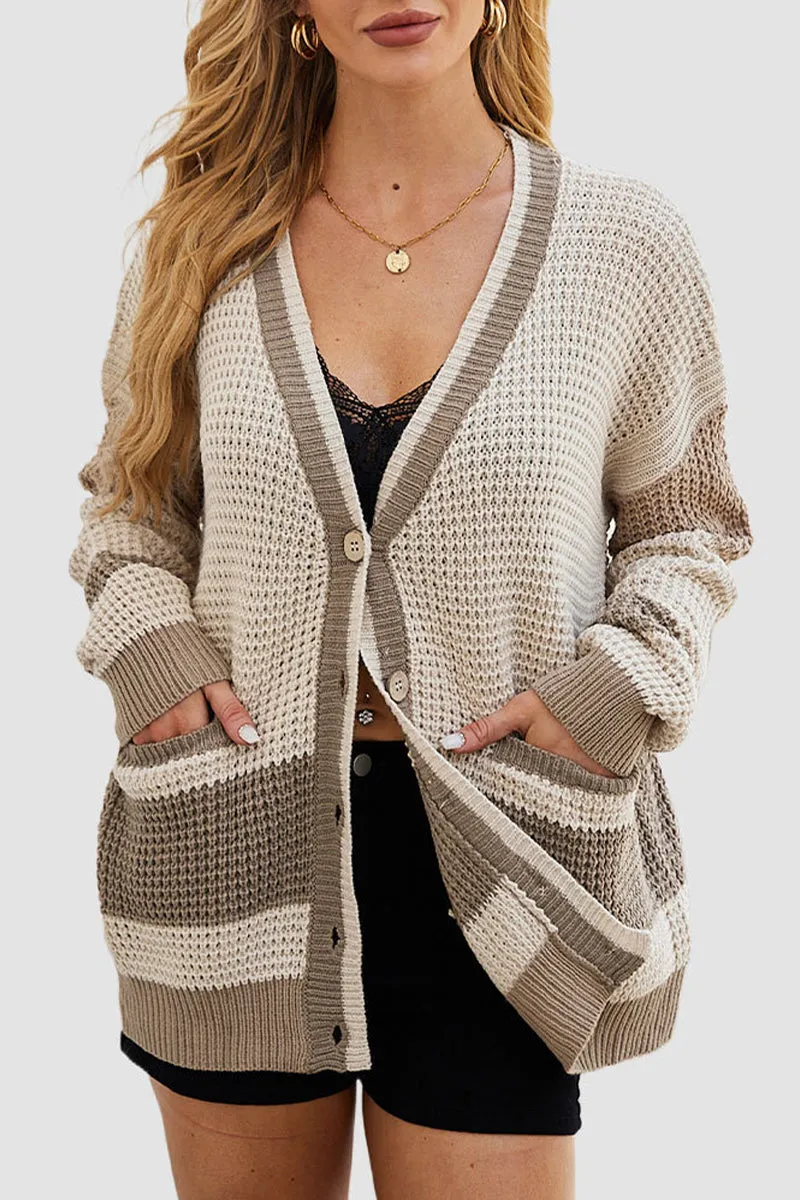 HWR1129 Cozy Striped Cardigan