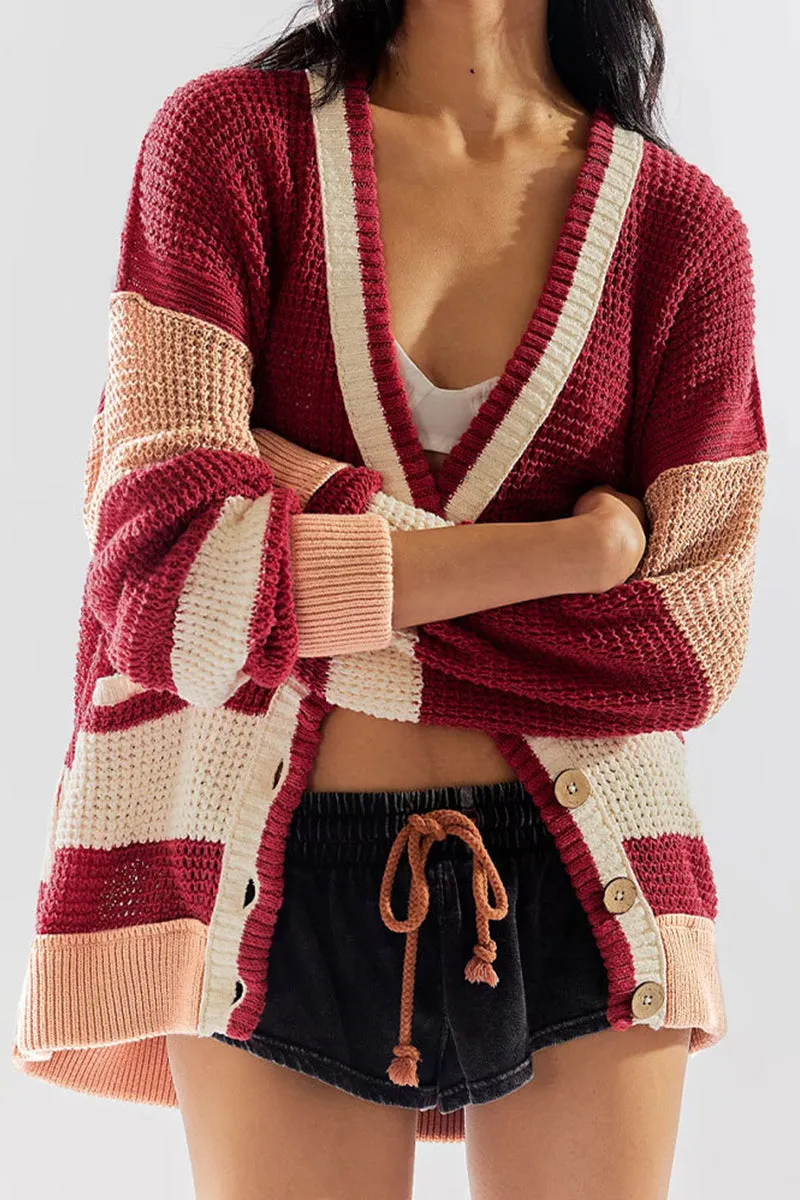 HWR1129 Cozy Striped Cardigan