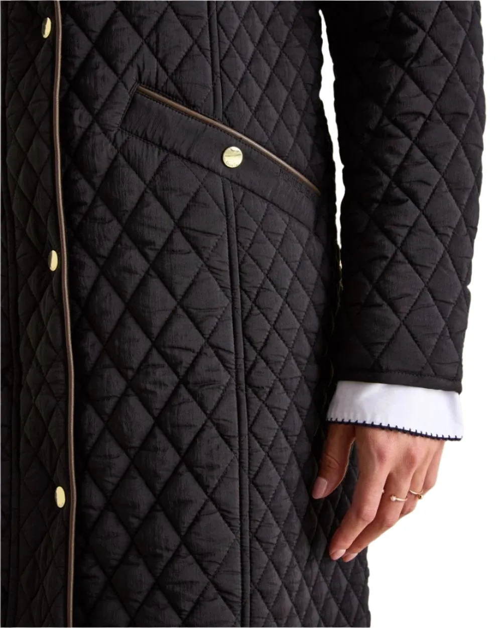 Joules Rosewell Showerproof Longline Diamond Quilted Coat