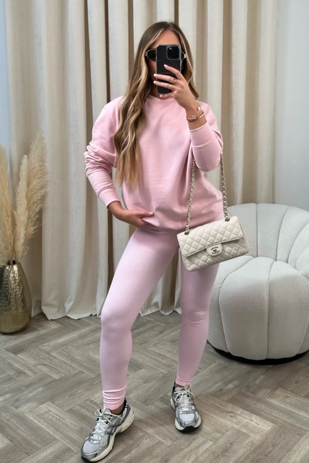 Kerris baby pink sweater and legging set