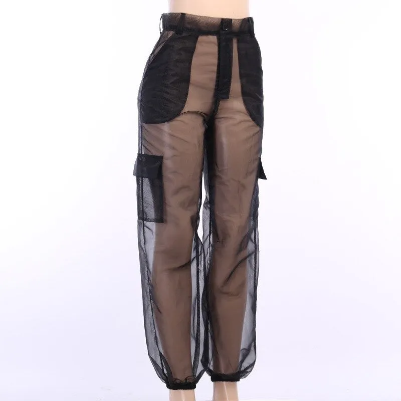 Ladies Sheer detail jogger pants