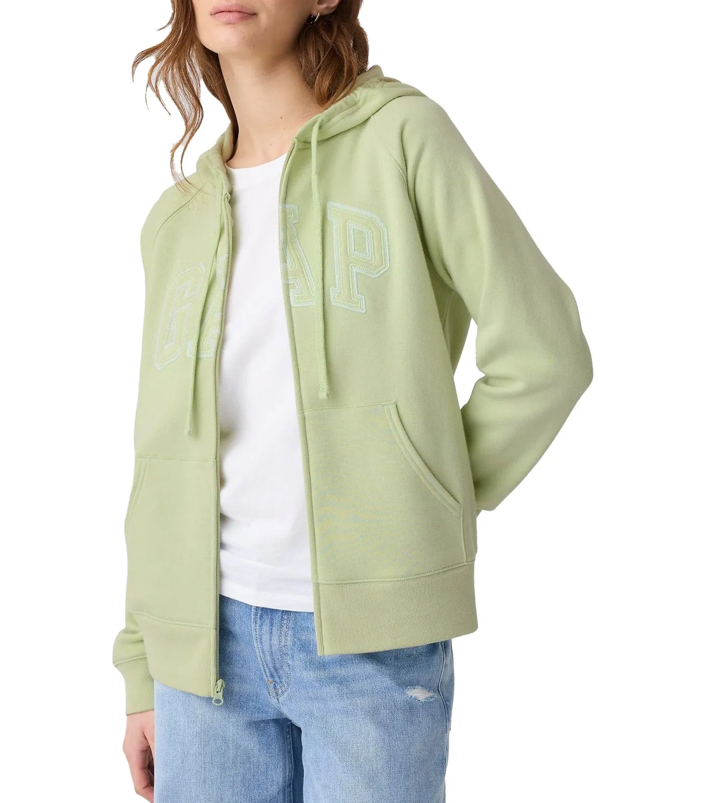 Logo Zip Hoodie Matcha Green