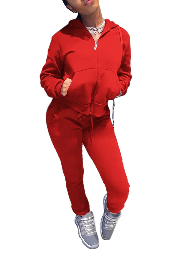 MB FASHION Zip-Up Hoodie and Jogger Pants Two-Piece Lounge Set 5009 LAST XL