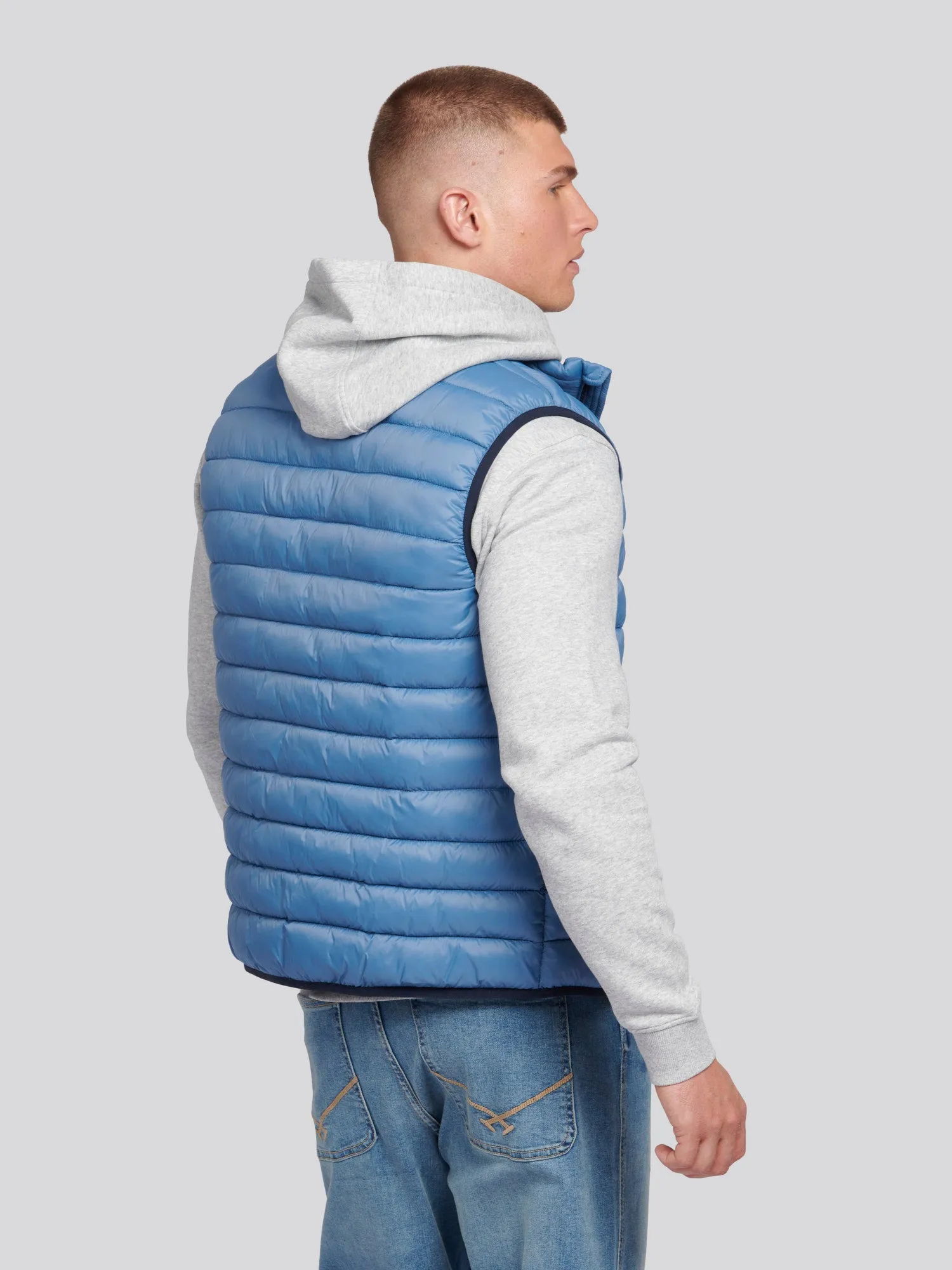 Mens Bound Quilted Gilet in Blue Horizon