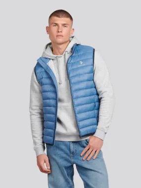 Mens Bound Quilted Gilet in Blue Horizon