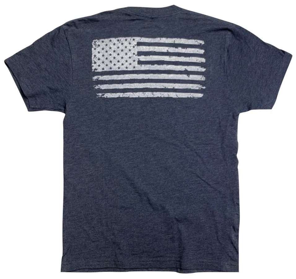 Men's Old Glory American Flag Tri-blend T Shirt (Heather Navy)