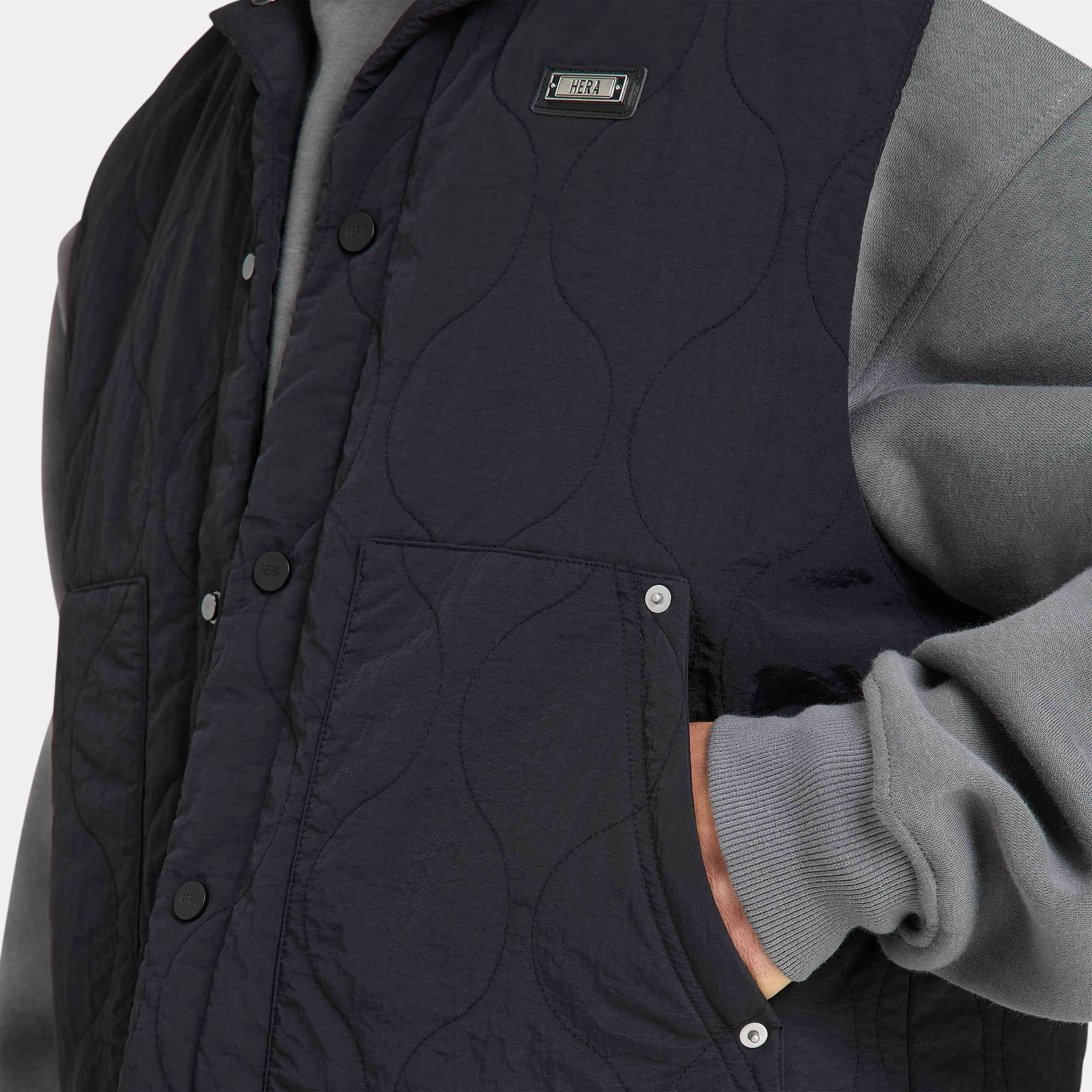 Mens Quilted Utility Gilet - Black